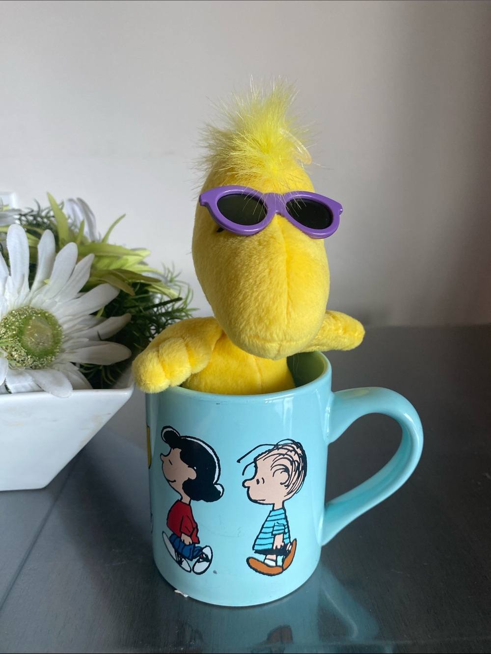 Hallmark Peanuts Coffee Mug & Woodstock Plush Beanie charlie brown yellow bird